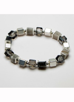 Eliza Gracious Square Metal & Crystal Bead Stretch Bracelet